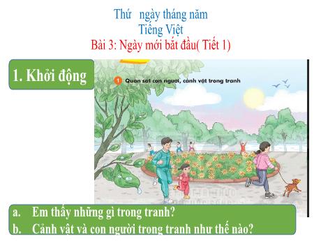 Bài giảng Tiếng Việt 1 (Kết nối tri thức) - Bài 3: Ngày mới bắt đầu (Tiết 1) - Trường Tiểu học An Thắng