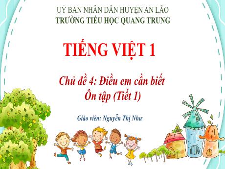 Bài giảng Tiếng Việt 1 (Kết nối tri thức) - Chủ đề 4: Điều em cần biết, ôn tập (Tiết 1) - Nguyễn Thị Như