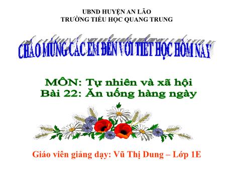 Bài giảng Tự nhiên xã hội 1 (Kết nối tri thức) - Bài 22: Ăn uống hàng ngày - Vũ Thị Dung