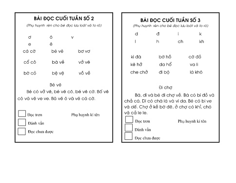 Bài tập đọc cuối tuần số 2  Tiếng Việt lớp 1 - Trường Tiểu học An Thắng